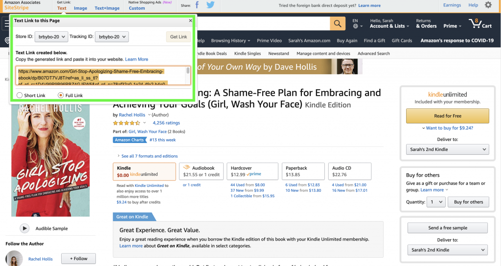 how to add links to amazon associates